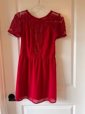 Red embroidered dress